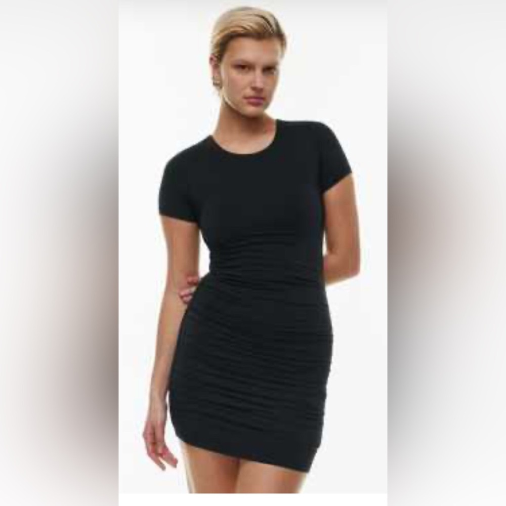 Aritzia Babaton Black Ruched Women's Mini Dress